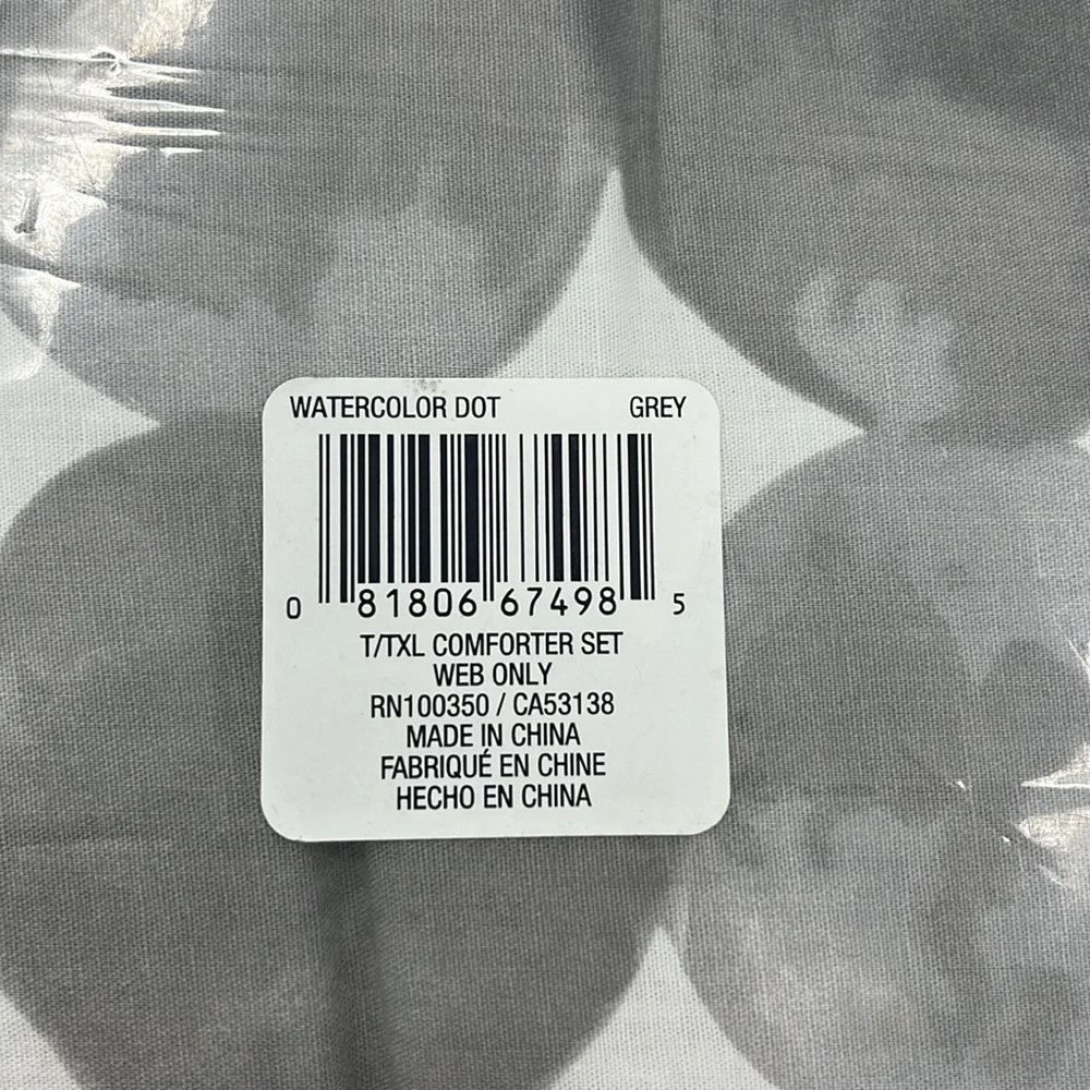 SIMPLY ESSENTIAL Comforter Set Twin/TwinXL Watercolor Dot Grey